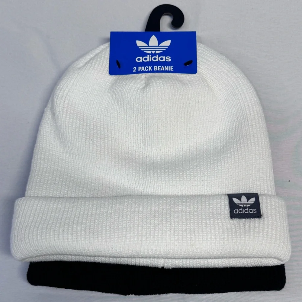 NWT‎ Women's Adidas 2 Pack Beanies Black And White